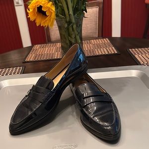 Michael Kors blue penny loafers